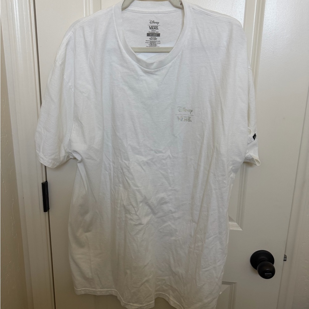 Vans Disney Collab White Men's Crew Tee with Subtle Chest Logo